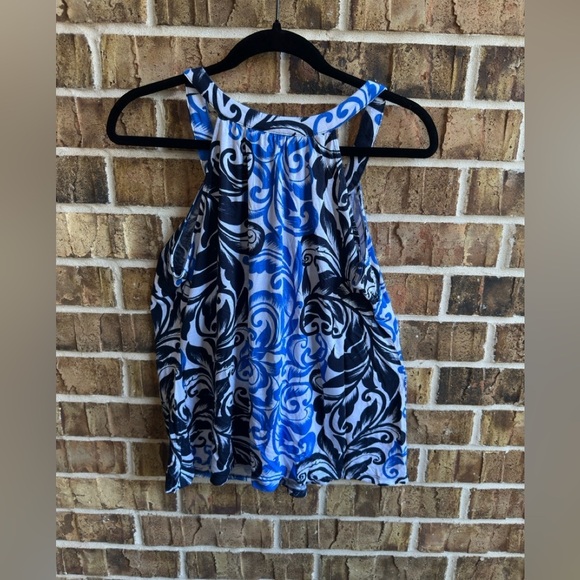 INC International Concepts Blue and Black Swirl Tank Top - Picture 4 of 5